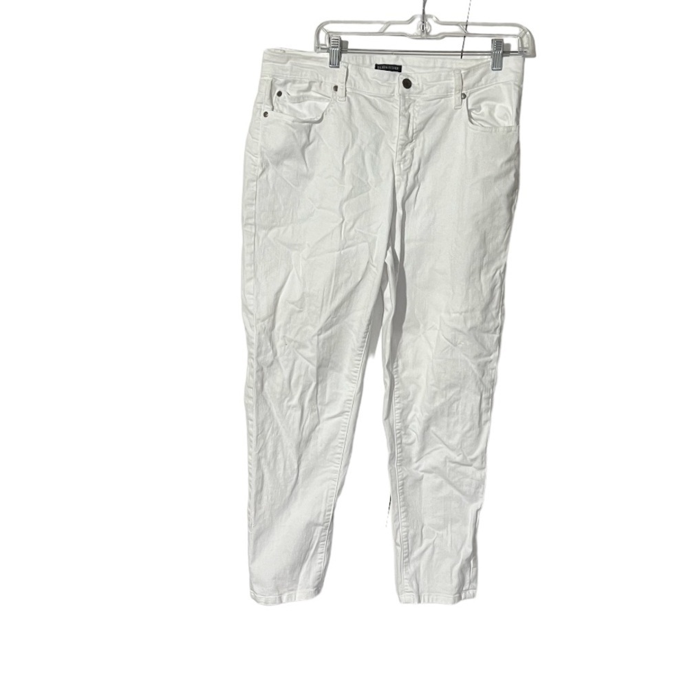 Eileen Fisher High Rise White Jeans Denim Stretch Size 12